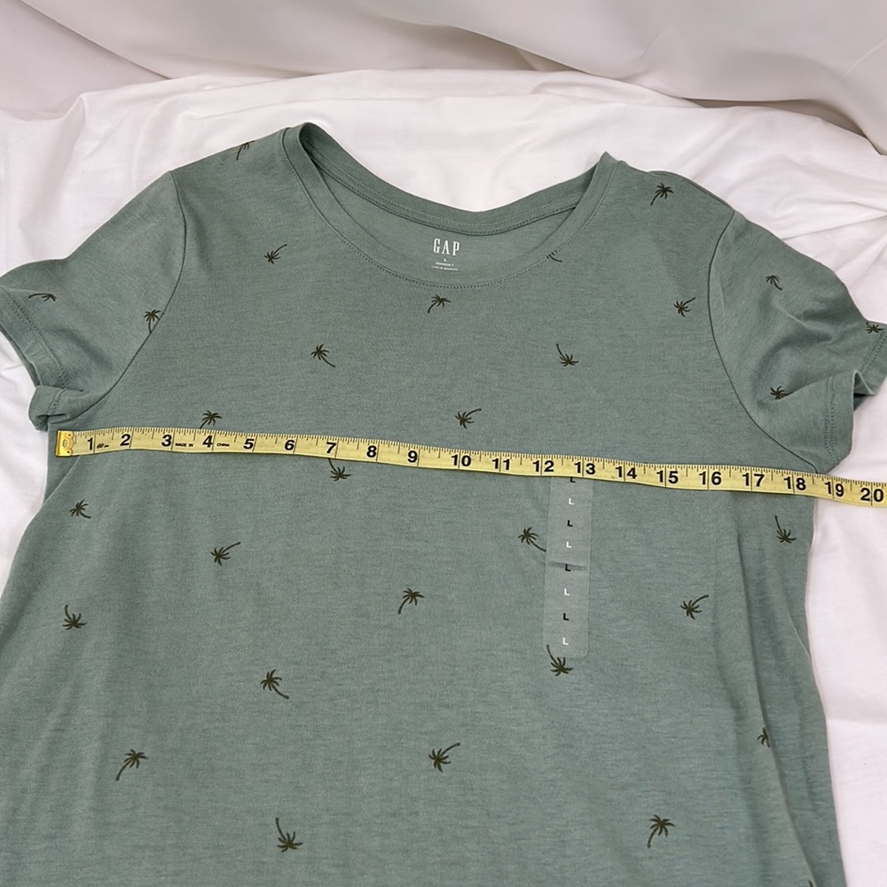 Gap Green Crew Neck T-Shirt with Palm Tree Design ~ Favorite T Size Large - Picture 5 of 8